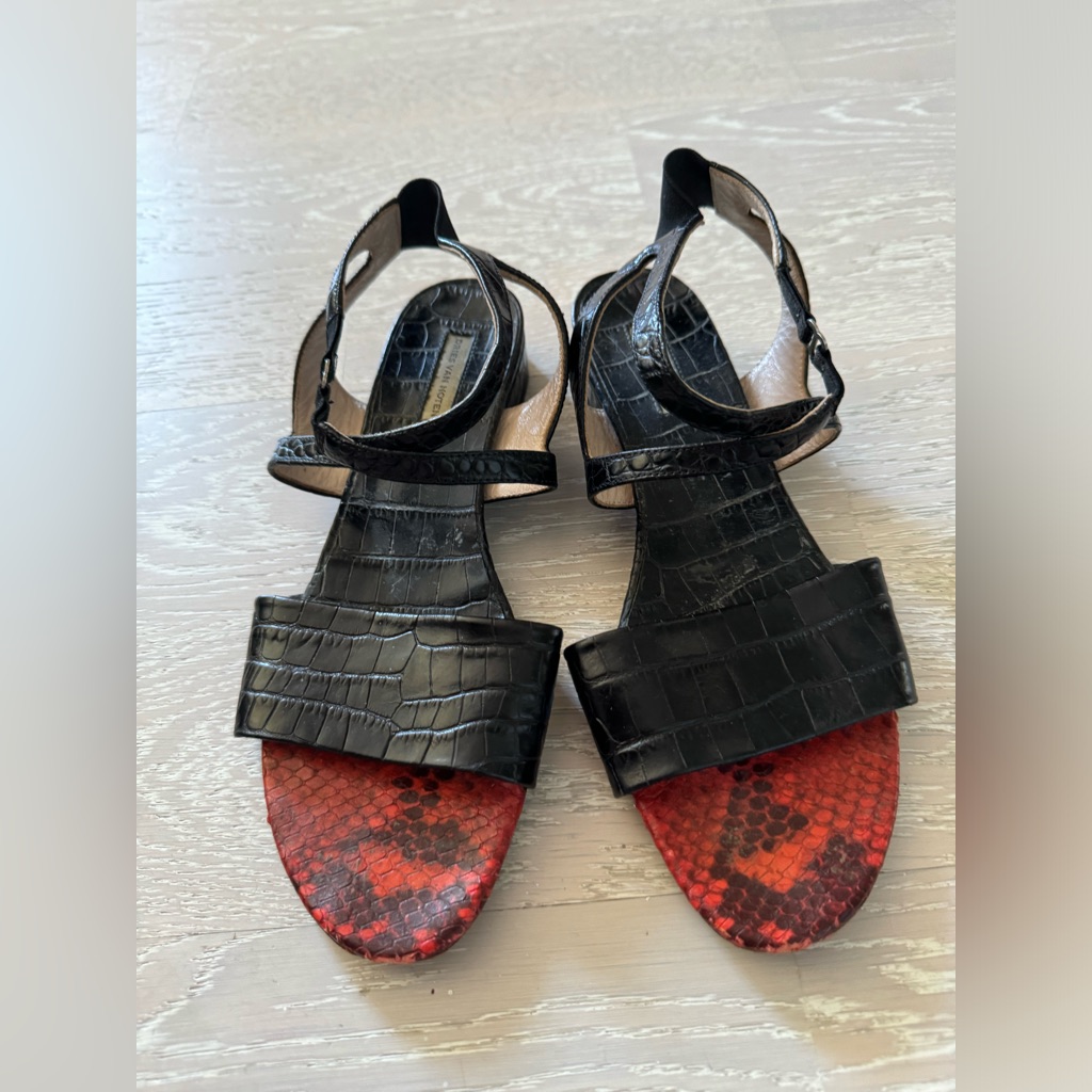 Dries Van Noten Size 7 Croc And Snakeskin Sandals